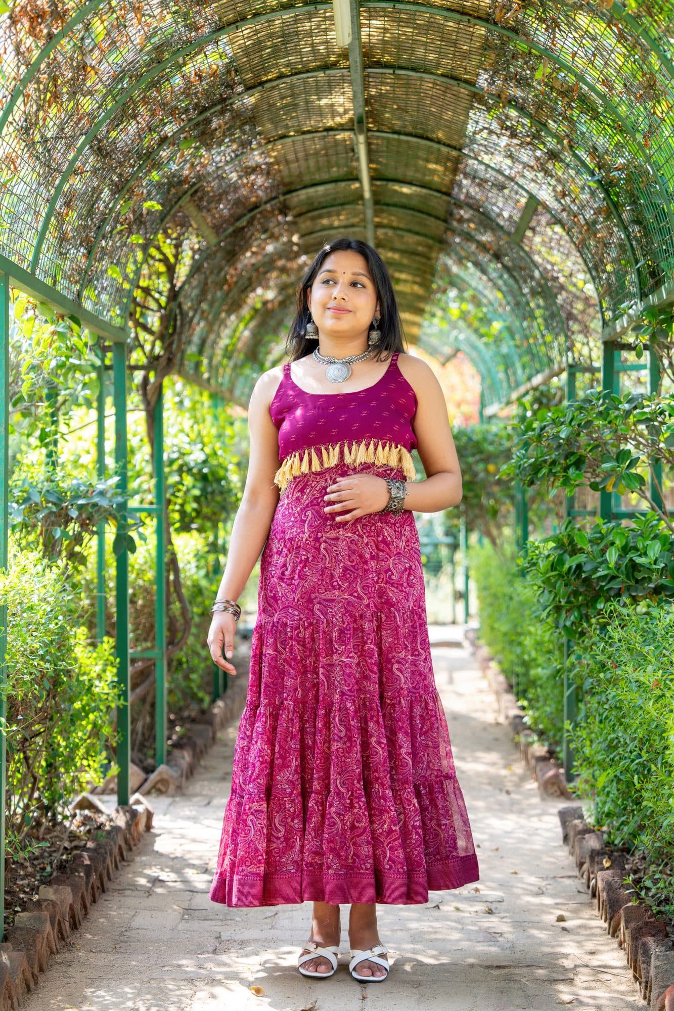 Mehira Wine Boho Maxi Dress