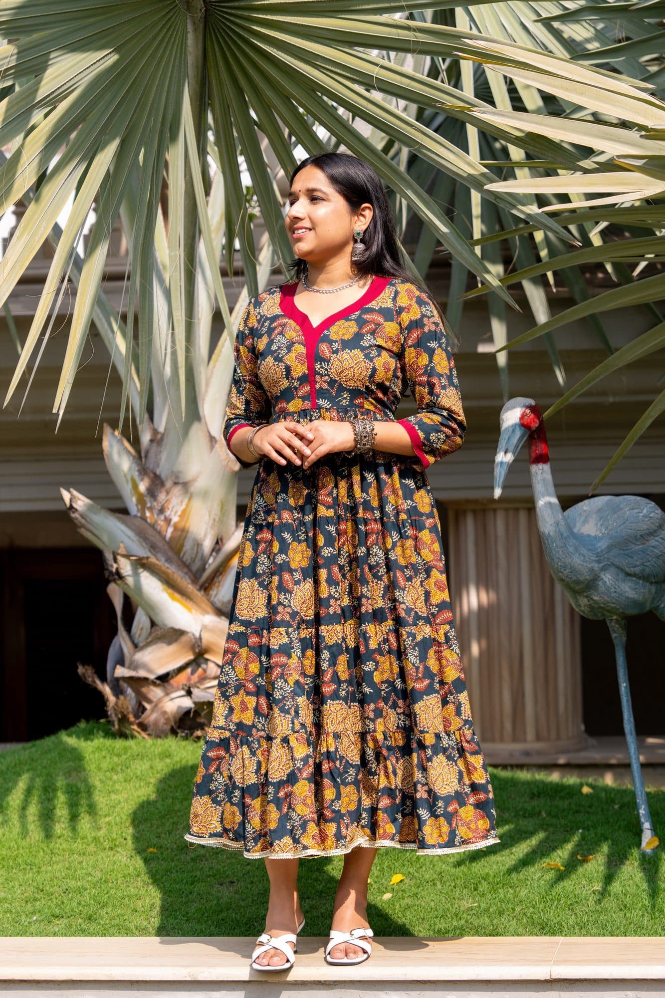 Aarini Midnight Floral Cotton Dress