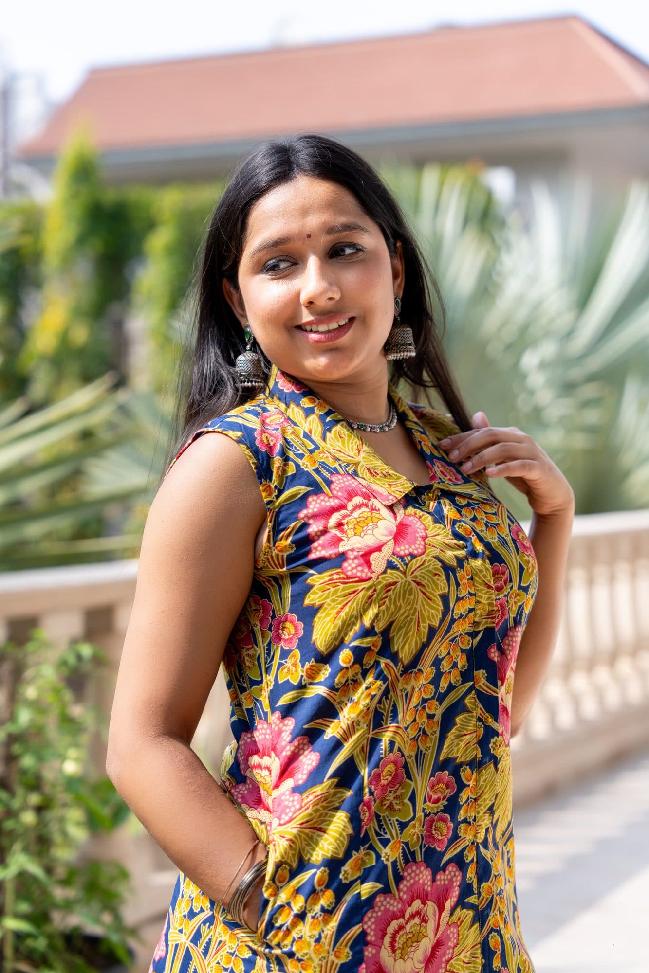 Noorani Midnight Floral Co-Ord Set in Green Floral