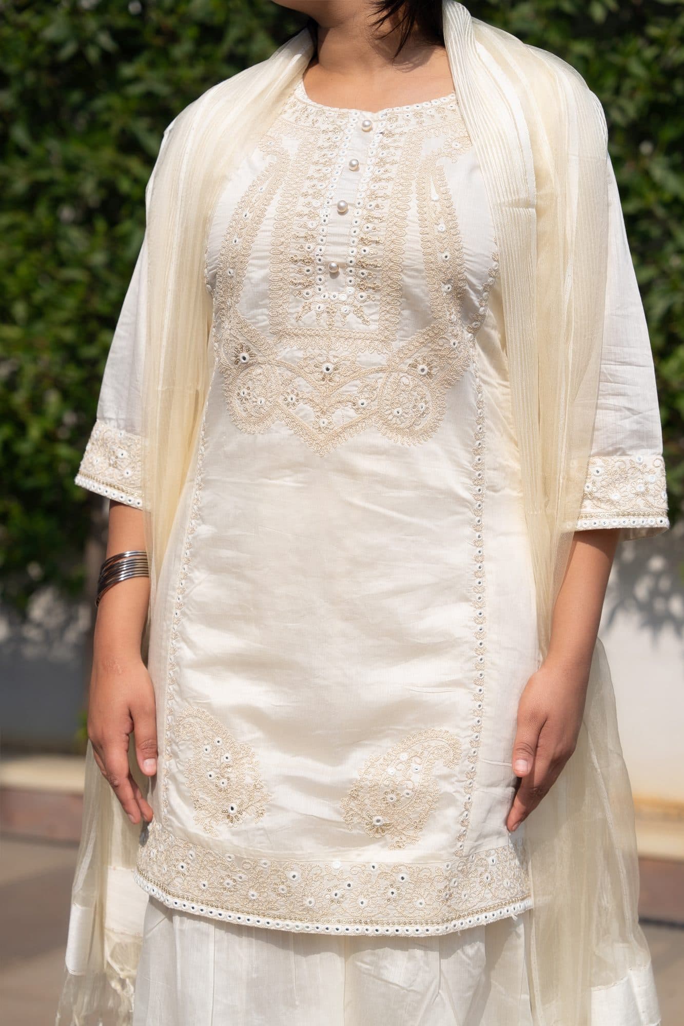 Noor Ivory Suit Set in Ivory White