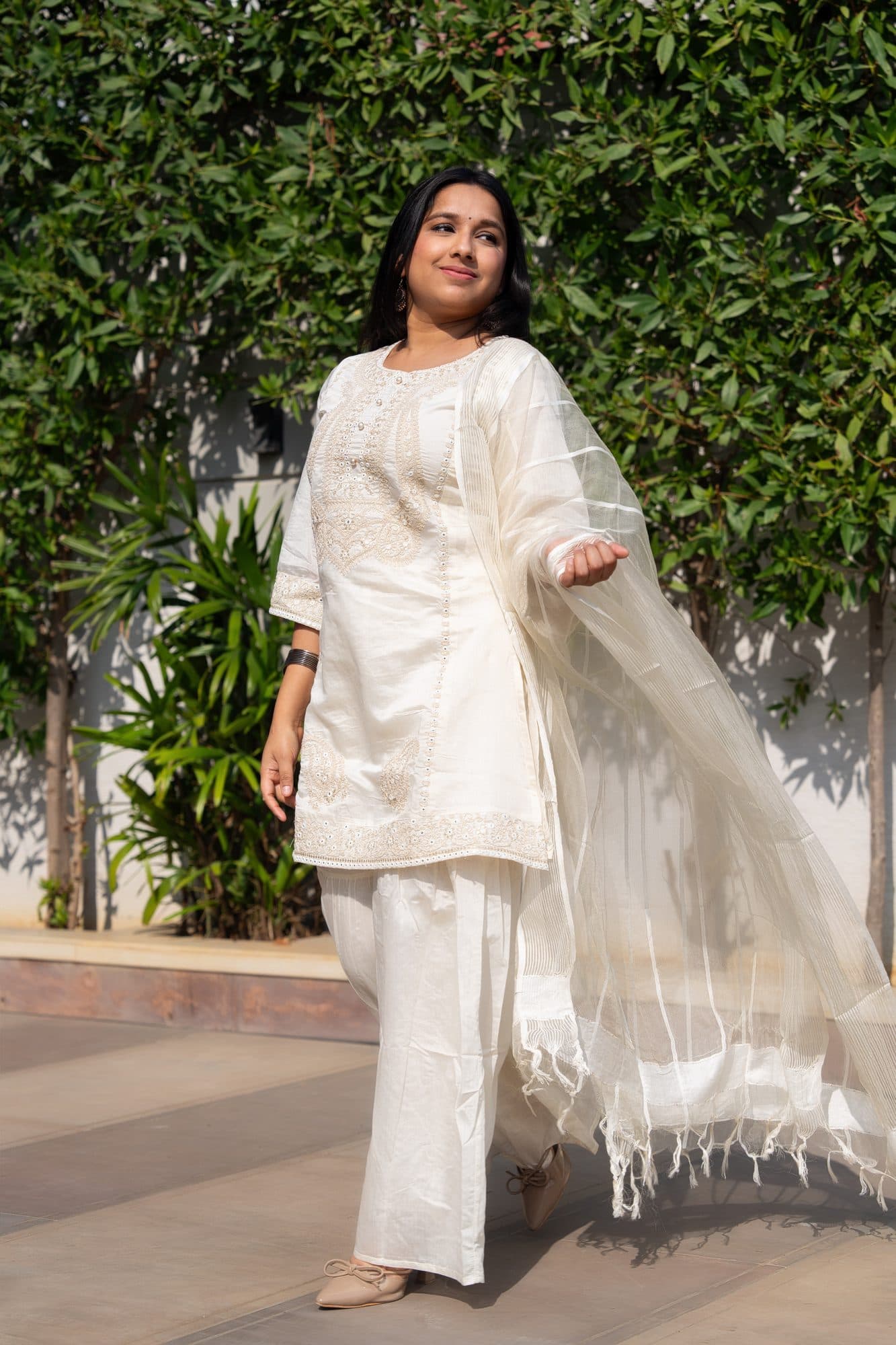 Noor Ivory Suit Set in Ivory White