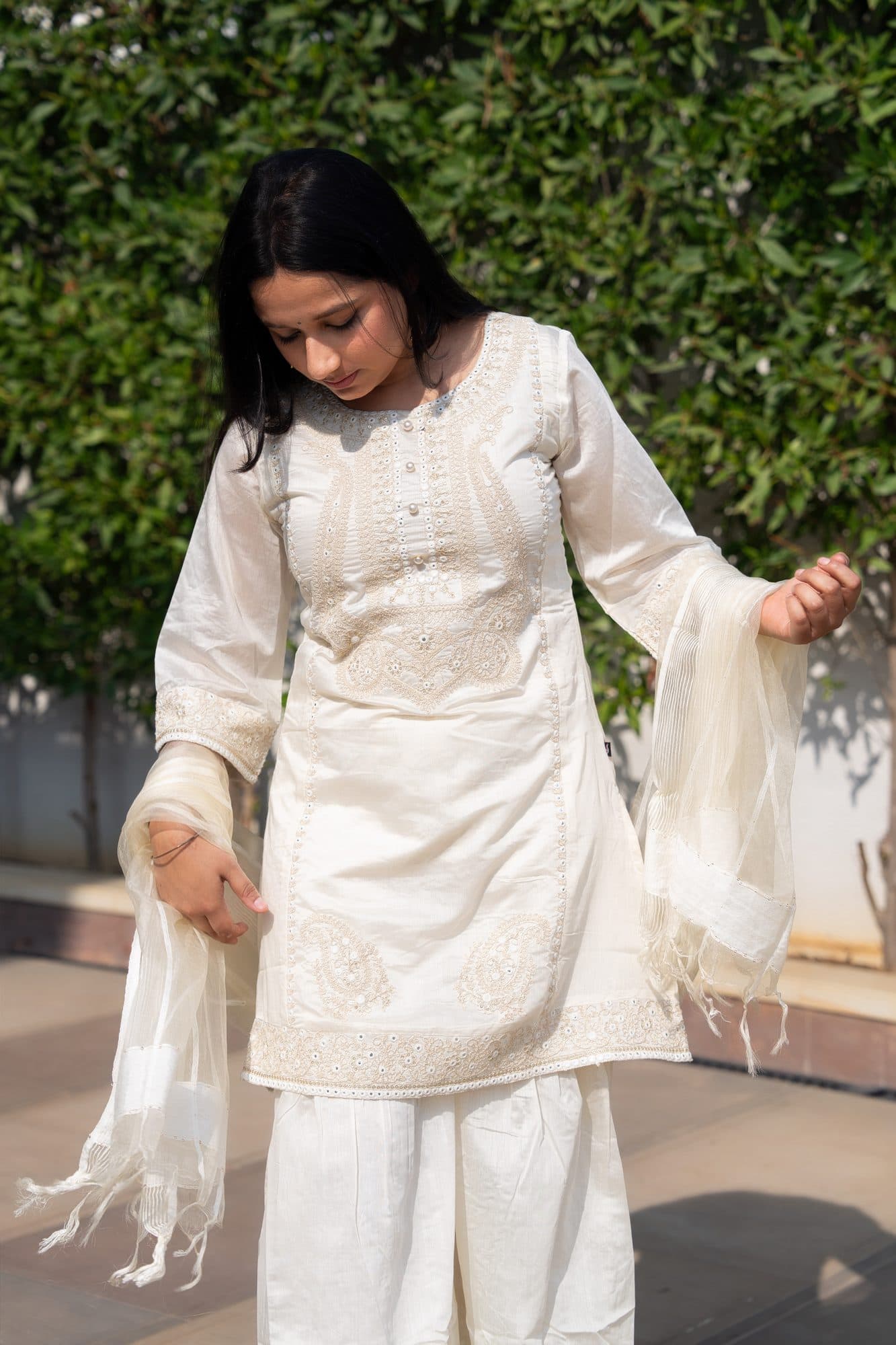 Noor Ivory Suit Set in Ivory White