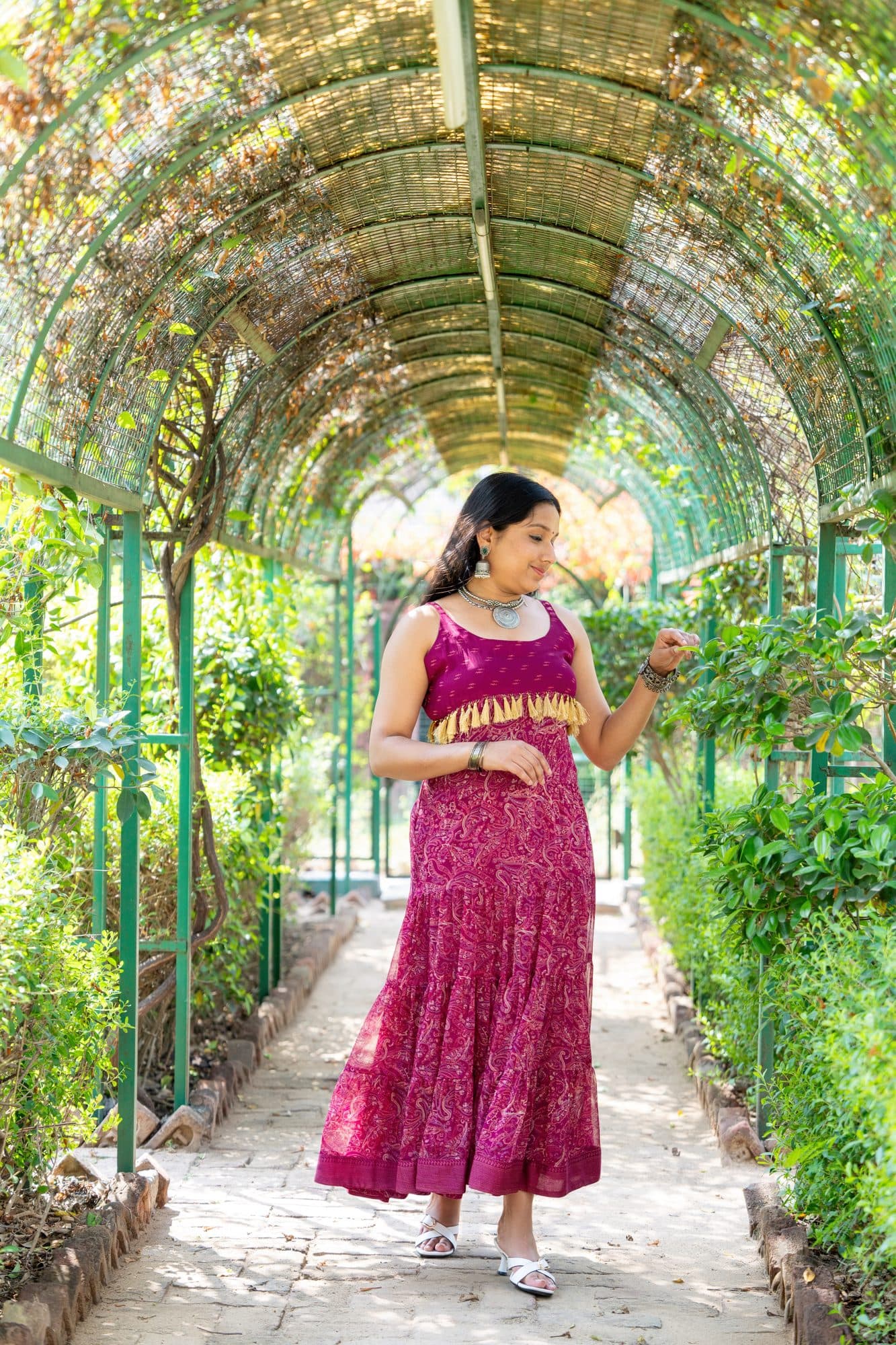 Mehira Wine Boho Maxi Dress in Wine